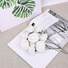 50/100pcs Artificial Flowers Real Looking White Foam Fake Roses With Stems For DIY Wedding Bouquets Bridal Shower Centerpieces Floral Arrangements Party Tables Home Decorations Gifts Birthday Graduation