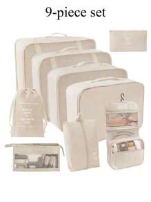 9pcs/1 Set Portable Travel Organizer Bags, Include Clothes/Cosmetic/Jewelry/Toiletry Storage Bags, Suitable For Business Trip, Vacation, Dorm, Bedroom Decor, Student/Teacher Clothing Storage, Essential Travel Accessories, Valentine's Day Gift,Boho Vibes - Multicolor - View 10