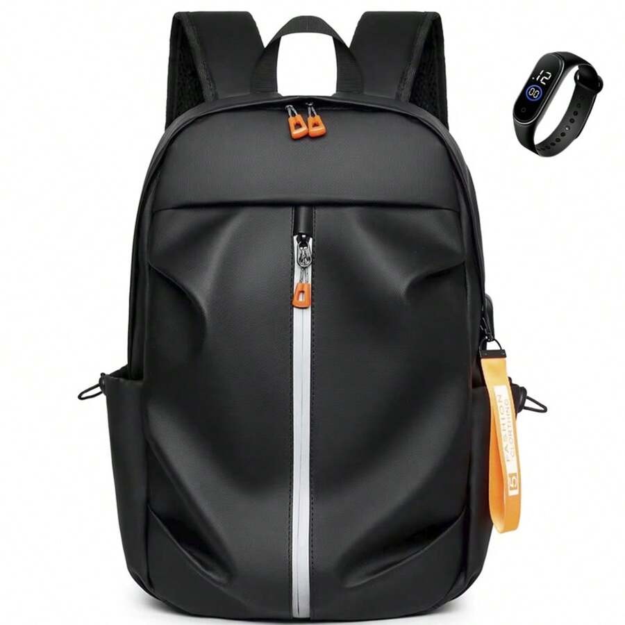 Men's Reinforced Sports School Backpack With Watch - 黑色 - 查看 1