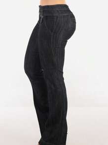 Dark Wash Low Rise Bootcut Jeans - Multicolor - View 3