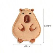 5pcs Mixed Style Velvet Capybara Patch, Cloth Decoration Applique For Clothing, Bags - Brown - View 6