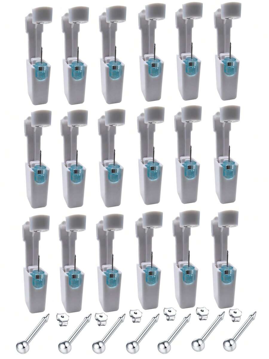 1-24pcs/Set Disposable Sterilized Ear Piercing Gun Kit For Earrings, Nose Rings, Body Jewelry Tools
