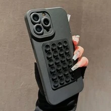 Back To School Suction Phone Case 1pc Black Straight Edge Simplistic Full Cover Shock Proof Phone Case With Suction Cup, Compatible With Apple & Series Waterproof Anti-Fall Scratch Resistant,International Version, Not The Domestic Version - Multicolor - View 3