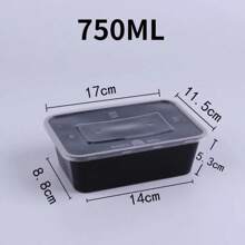 10PCS Plastic Disposable Food Containers Black Take Out Containers With Lid For Salads Sandwiches  Kitchen Fridge Storage Boxes - 白色 - 查看 1