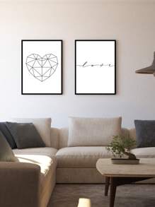 Kit 2 Decorative Love Heart Frames – Ideal For Living Room, Office, Entrance Hall, Bedroom And Modern Environments – Abstract Art For Elegant And Sophisticated Decoration - 黑色 - 查看 2