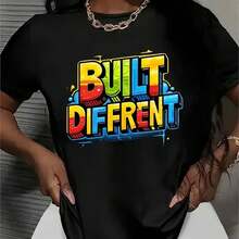 Casual T Shirt With Round Neck Printed With Unique Colorful Letters 180g Printed T Shirt With Round Neck And Short Sleeves Versatile High Quality Leisure   And Womens Wear