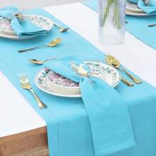 12pcs Solid Color Cloth Napkins, Washable Cotton Table Napkin For Household Dining Fall Autumn Decor Wedding Hotel 45*45cm - Mint Blue - View 4
