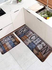 1pc Colorful Wooden Board Text Printed Kitchen Mat, Plush Rectangular Soft Anti-Slip Absorbent Rug For Kitchen, Dining Room, Living Room, Home Use Gifts Birthday Graduation Room Decor Home Decor Bathroom Decor Bedroom Decor Room Decoration Stuff Living Room Decor Office Decor House Decor Home Decor Living Room Bathroom Rug Room Decor Aesthetic Carpet Rugs