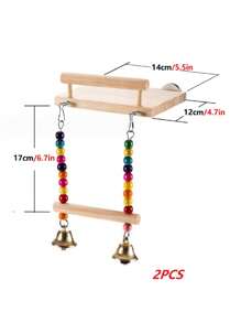 1 Stück / 2 Stück bunte Perlen Schaukel Holzständer Sitzstange Papagei Kau- und Kratzspielsachen, sortierter Blumen Acryl Glocken Deko, geeignet für Vögel in allen Jahreszeiten