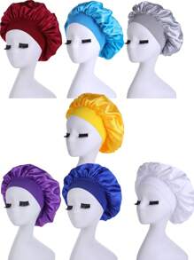 Bonnet de soie pour dormir, bonnets à cheveux en satin, bonnet de nuit en soie à bande élastique douce, enveloppement de cheveux en soie pour cheveux bouclés, idéal pour préserver les boucles pendant la nuit, bonnets de douche toutes saisons, confortable pour les patients en chimiothérapie, décoration de salle de bain d'été, bonnet de cheveux pour la rentrée scolaire