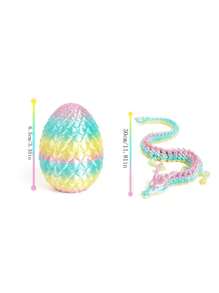 带惊喜蛋的铰链水晶龙雕像 - 灵活的 3D 打印龙雕像家居装饰，适用于各种房间类型，可收藏的塑料玩具，可在室内和室外使用，非常适合圣诞节、万圣节、复活节、感恩节、圣帕特里克节等节日 - 无需电力