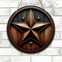 1 PC, Rustic Wooden Star Shaped Pendant Logo - Suitable For General Hanging Home Decoration At Gatherings, Front Door Welcome Plaque, Wall Mounted Room Decoration, Wooden Artwork Suitable For Home And Wall Decoration, No Need For Electricity - Multicolor - View 1