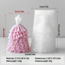 1 件 3D 婚纱硅胶蜡烛模具，DIY 无尽创意石膏扩散石树脂装饰，多功能家居装饰，节日和派对的心情增强剂 - 白色 - 查看 10