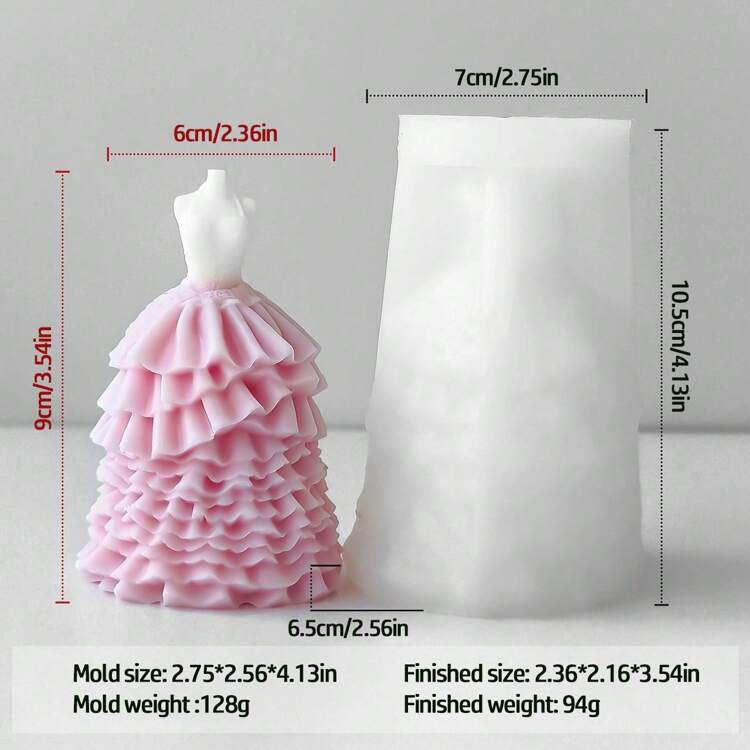 1 件 3D 婚纱硅胶蜡烛模具，DIY 无尽创意石膏扩散石树脂装饰，多功能家居装饰，节日和派对的心情增强剂 - 白色 - 查看 10