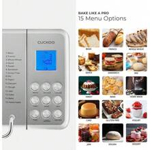 CUCKOO Máquina para hacer pan con 15 opciones de menú + 3 colores de corteza, máquina de pan de 2 libras con dispensador automático de frutas y nueces, incluye 6 accesorios, fabricante de pan ideal - 1 - Ver 4