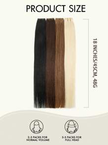 Invisible Pore PU Hair Topper, Human Hair, Remy Hair Topper, Color #1 Jet Black Straight, Injection Molded PU Pore Hair Topper, Real Human Hair Extensions - S1 - View 7