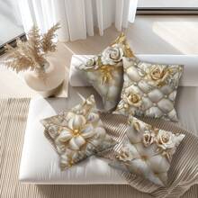 4 Stücke Kissen Bezug Set im Bohemian Stil mit Blumen Muster