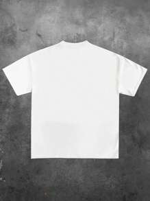 Aelfric Eden Dairy Cow Print Tee Vintage ,Casual Print,Comfortable And Versatile,Letter Pattern Pure Cotton 220g Printed T-Shirt - 白色 - 查看 2