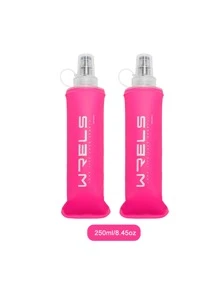 WRELS 2pcs Foldable Silicone Bite Valve Soft Water Bottle, Suitable For Cycling, Camping, Hiking, Running And Other Activities