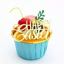 6 miếng trang trí bánh cupcake bằng gương vàng Acrylic Happy Easter dùng để trang trí bánh Phục sinh cho bữa tiệc - Vàng - Xem 8