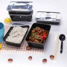 10PCS Plastic Disposable Food Containers Black Take Out Containers With Lid For Salads Sandwiches  Kitchen Fridge Storage Boxes - 白色 - 查看 4