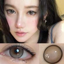 Limerence Brown Big Beauty Pupil Cosmic Contact Lens Small Diameter Myopia Colored Natural Contact Lenses 2 Pieces Summer Gift For Girls Eye Make Up Yearly
