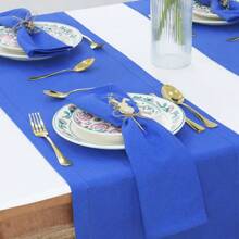 12pcs Solid Color Cloth Napkins, Washable Cotton Table Napkin For Household Dining Fall Autumn Decor Wedding Hotel 45*45cm - 寶藍色 - 查看 4