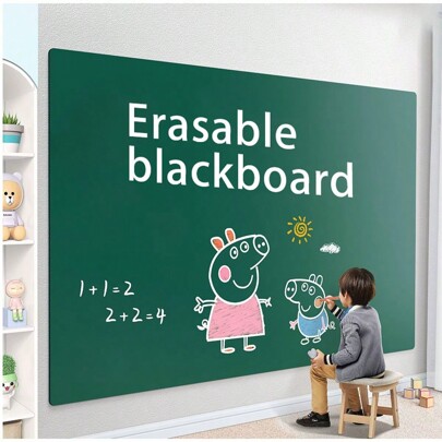1 Roll Self-Adhesive Vinyl Removable Chalkboard Wallpaper, 5pcs Colored Chalks, Durable Dry Erase Wallpaper Message Board For Office, School, Home