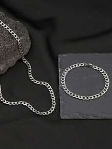 Conjunto de joias de hip hop, colar e pulseira de corrente de elos cubanos de aço inoxidável 304 de 8 mm