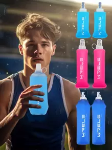 WRELS 2pcs Foldable Silicone Bite Valve Soft Water Bottle, Suitable For Cycling, Camping, Hiking, Running And Other Activities