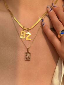 Custom Simple Numeral Necklace Stainless Steel Personalized Pendant Necklace, A Fashionable, Minimalist, Casual, Unique Gift For Girlfriend, Mom, Family, Friends, Daughter, Anniversary, Valentine's Day, Mother's Day, Birthday, Graduation, Daily Wear, Wedding, Prom