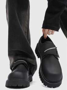 Chaussures de soirée pour hommes à bout rond rétro avec semelle épaisse, chaussures habillées de style britannique à lacets pour hommes, pour les fêtes et les mariages, chaussures  décontractées à la mode