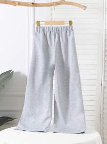 Tween Girls Star Print Casual Straight Leg Pants, Fashionable Versatile Design For Spring & Summer, 2025 New Arrival - Grey - View 8