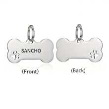 A Personalized Engraved Dog ID Tag, Custom Engraved Dog Bone Shape Name Tag For Puppy Medium Puppy With Phone Number, Custom Engraved Metal Dog Tag - Personalized Bone Shape Pet ID Tag For Home And Outdoors, Classic Style, Wall Mounted, Home Sculpture Wall Decor