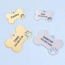 A Personalized Engraved Dog ID Tag, Custom Engraved Dog Bone Shape Name Tag For Puppy Medium Puppy With Phone Number, Custom Engraved Metal Dog Tag - Personalized Bone Shape Pet ID Tag For Home And Outdoors, Classic Style, Wall Mounted, Home Sculpture Wall Decor