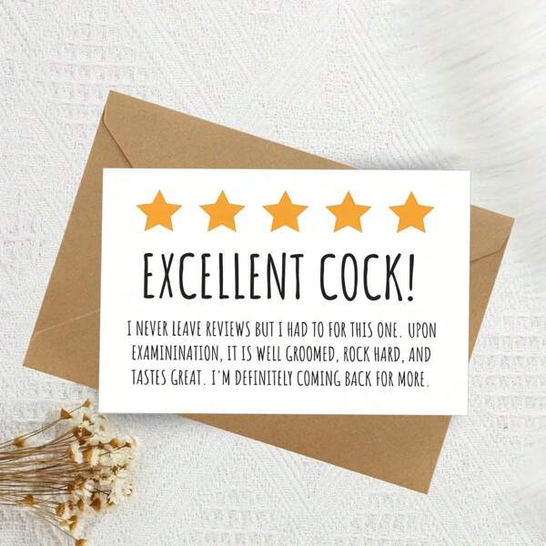 1 stuk grappige wenskaart met envelop, "Uitstekend!" 5-sterrenrecensie, voor papa, mannen, vrouwen, geschikt voor verjaardagsfeestjes, jubilea, om liefde te uiten, oprecht, liefdevol, grappige verjaardagskaarten, perfect cadeau voor haar of hem, grappige wenskaarten voor familie, vrienden, klasgenoten en collega's, grappige cadeaus voor haar of hem, 5 * 7 inch, terug naar school, schoolbenodigdheden