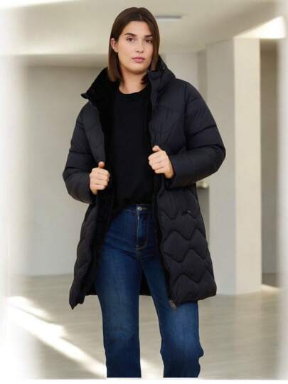 EverlyX Quilted Midi Coat With Fur Lining And  Materials - Elegant Design, Ideal For Keeping Warm In Style On Cold Days - Women's Winter Fashion, Comfortable And Versatile, Perfect For Any Occasion - Winter 2025 - ✅ 24/48h Delivery To Spain