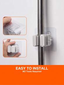 3 pezzi Supporto per scopa e mocio, montato a parete, morsetto per scopa autoadesivo, senza bisogno di forare, adatto per casa, giardino, garage e spazio di stoccaggio, per appendere scope e paletta - Multicolore - Visualizzare 3