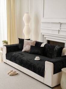 1 pièce Housse de canapé en chenille de couleur unie, couverture de canapé anti-dérapante, anti-rayures de chat, anti-creusage de chien, luxueuse et anti-poussière, pour toutes les saisons