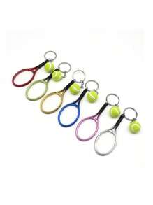 Tennis Keychain Alloy Tennis Raclet, Ball Split Ring Keychain For Sport Lovers Team Sports Bag Chain Pendant - Multicolor - View 3