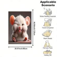 Reversible Cartoon Mouse Tow Blanket - Soft Flannel Non-Woven Polyester All-Season Cozy Comfort For Couch Bed Office And Travel Perfect Gift For Family And Friends Cozy Travel Blanket | Cartoon Animal Theme | Cozy Fabric Tow