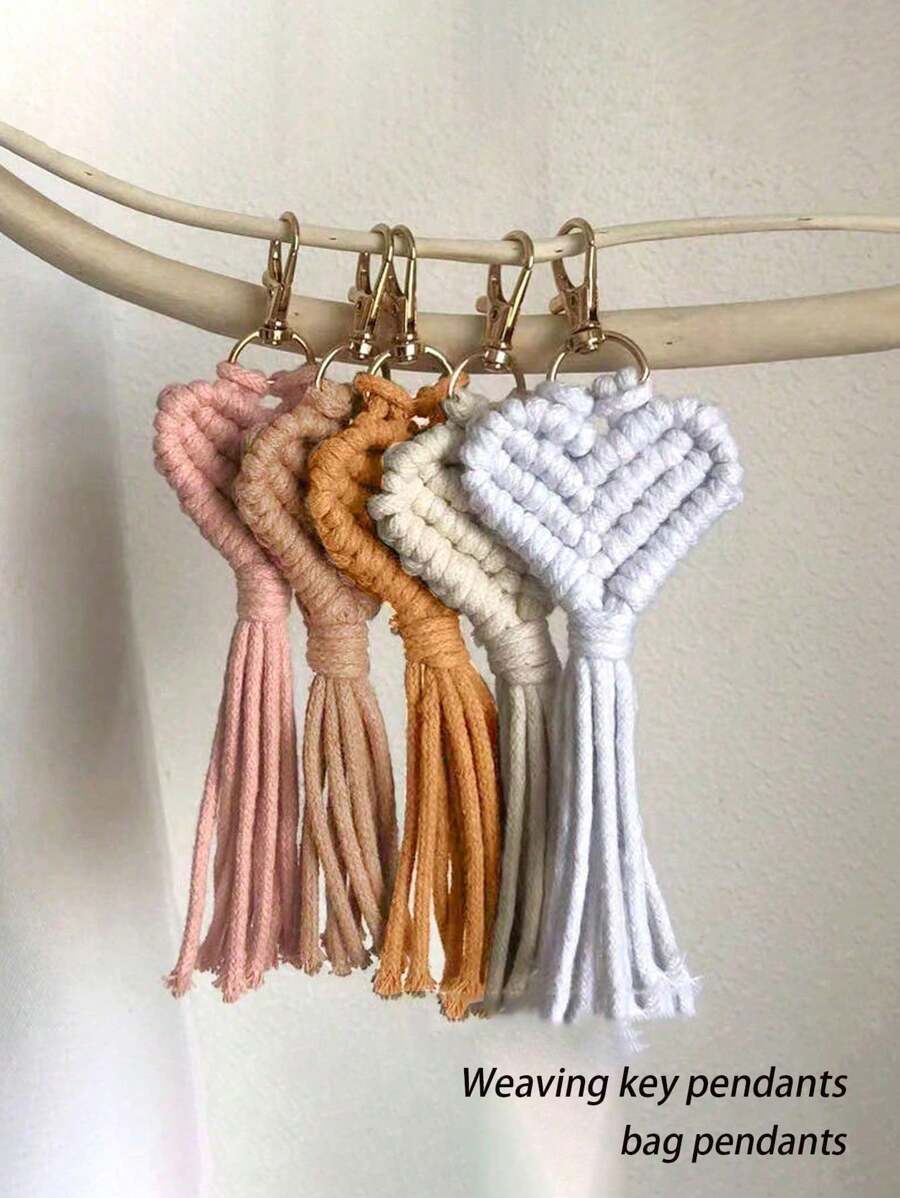 Solid Color Handmade Woven Key Pendant Accessories, Chinese Style Keychain, Mobile Phone Bag Accessories Pendant Creative Small Gifts