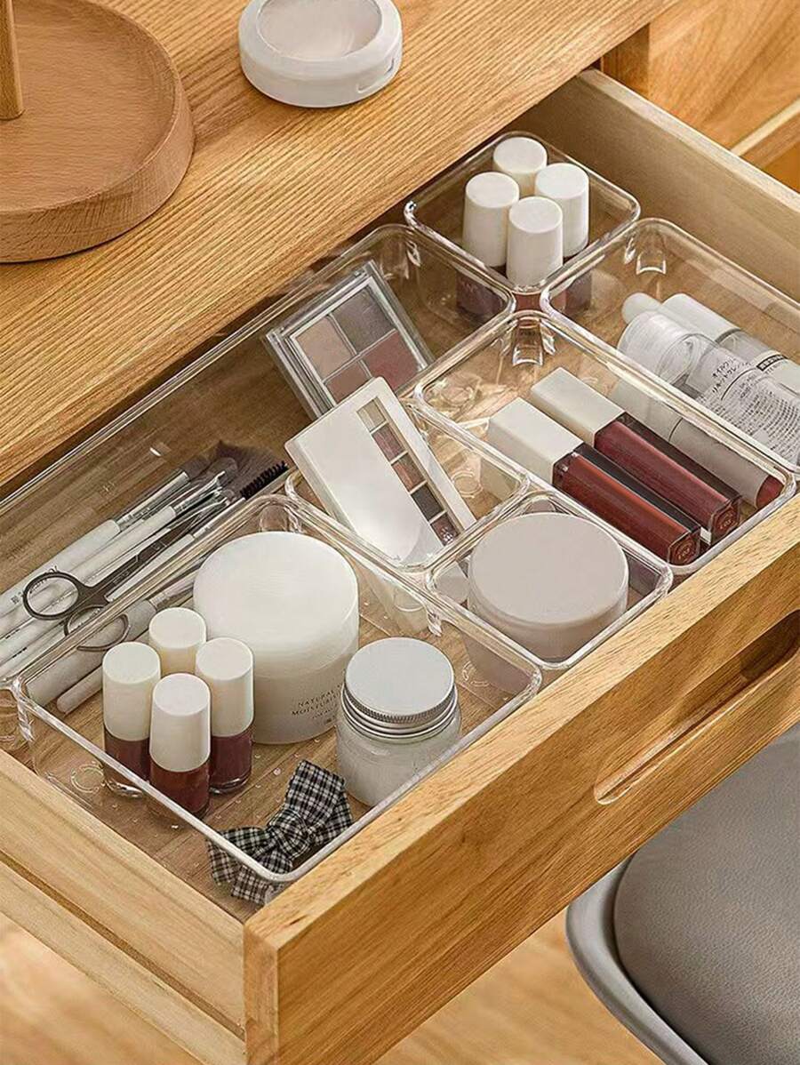 1/7 szt. Wielofunkcyjny modułowy organizer szuflady na toaletkę, przezroczyste plastikowe pudełko do przechowywania kosmetyków na pędzle, biżuterię, szminki, narzędzia do makijażu