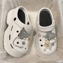 2025 新款女士厚底木屐，春夏季时尚花园派对鞋，可爱卡通 EVA 沙滩凉鞋，适合户外穿着，四季皆宜 - 白色 - 查看 2