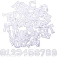 熨烫字母和数字补丁，黑色字母刺绣补丁 A-Z，数字 0-9 贴花，适用于衣服、连衣裙、帽子、袜子、牛仔裤、DIY 配饰（白色） - 白色 - 查看 2