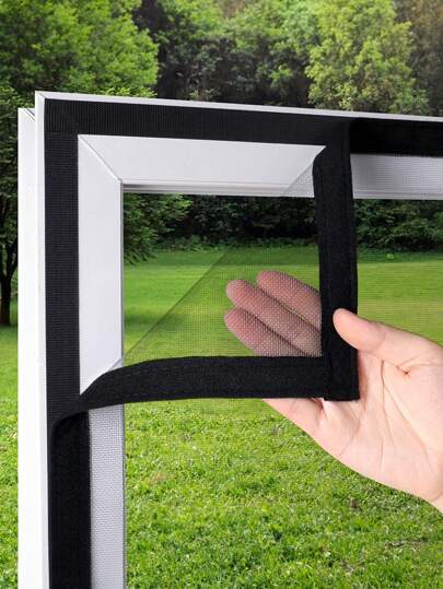 1PC Double-Sided Usable Window Screen, Self-Adhesive Hook & Loop Installation, Reusable, Easy To Install, Mosquito & Bug Protection For Doors & Windows