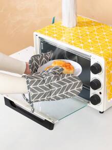 2pcs Set Minimalist Linen Nordic Style Oven Mitts & Hot Pads, Heatproof For Kitchen, Baking, Cooking - Grey - View 3