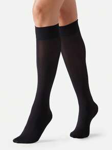 1 Pair Solid Color Calf-Length Socks, Fashion Simple And Elastic, Spring/Summer