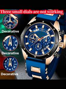 Relojes de moda para hombres, relojes deportivos de silicona, relojes de cuarzo con fecha, impermeables, relojes cronógrafo, regalos para hombres