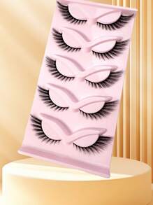 全新 5 对漫画假睫毛透明茎十字假睫毛睫毛延长漫画动漫化妆美容化妆品(05) - 黑色 - 查看 4